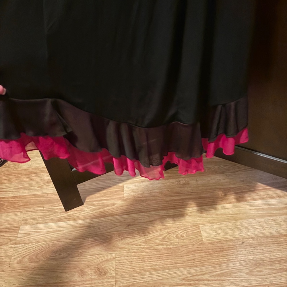Ruby Rox Black and Fuchsia High-Low Ruffle Slip Dress - Picture 2 of 3